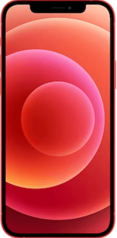 Front view of the iPhone 12 128GB Product Red - A bold and vibrant statement in stunning red.