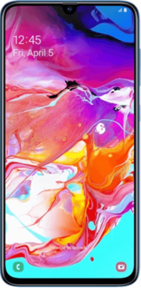 The Samsung Galaxy A70 Dual SIM (128GB Blue): A stylish mid-range smartphone with a large display, versatile camera, and reliable performance.