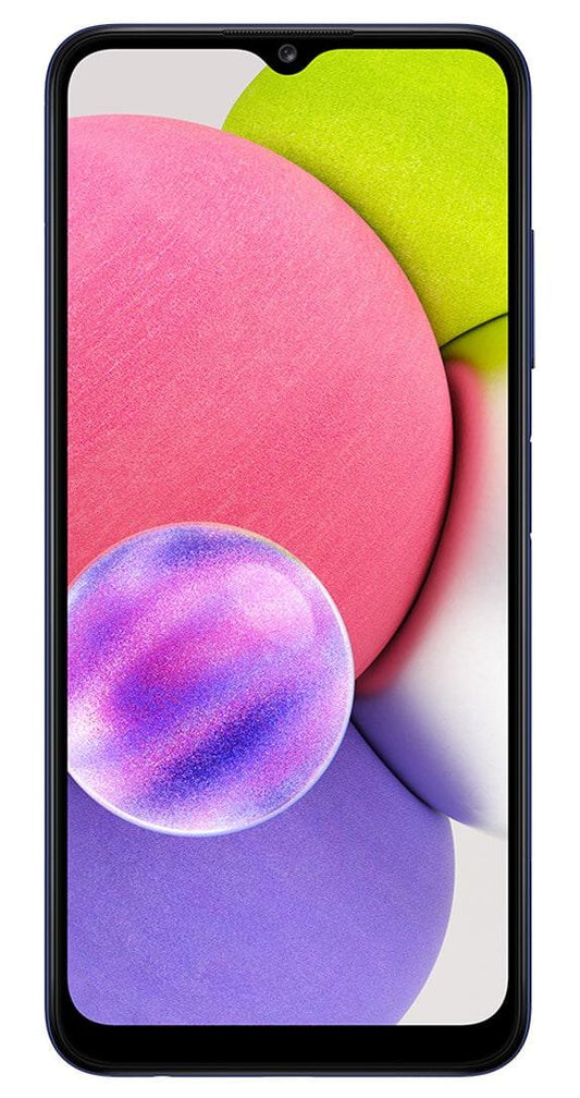 Front view of the Samsung Galaxy A04s in sleek Black with 32GB storage, showcasing its modern design and features.