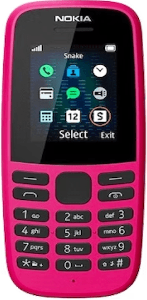 The Nokia 105 (Pink) is a simple and reliable mobile phone, perfect for basic communication needs, with a vibrant pink color.