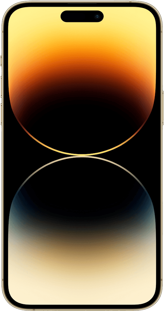 Front view of the iPhone 14 Pro Max in luxurious Gold with 256GB storage, showcasing its premium design and advanced features.