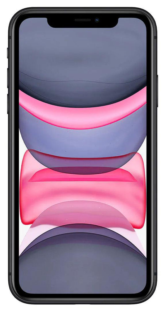 Front view of the Apple iPhone 11 (64GB Black Refurbished) - A sleek and powerful device in pristine condition.